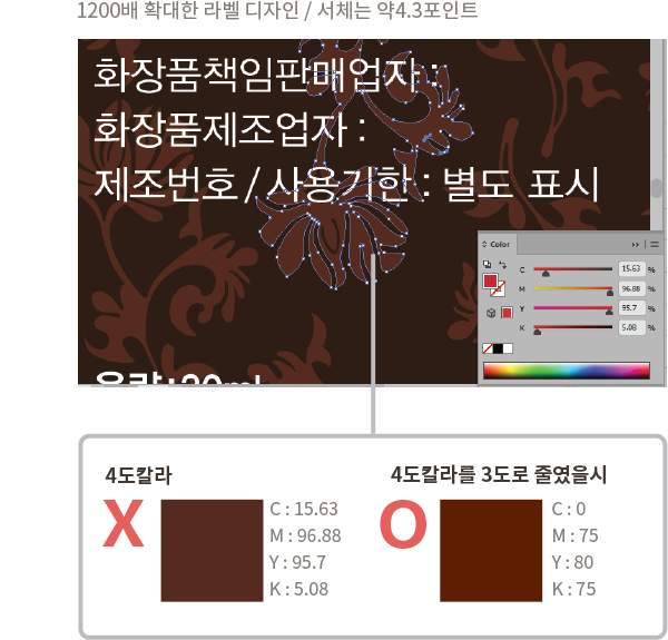 6. CMYK 배경에 백색 글자 칼라 도수 줄이기