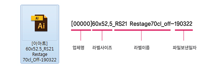 11. 파일명에 업체명 라벨사이즈 라벨이름 파일 전달 날짜를 기입